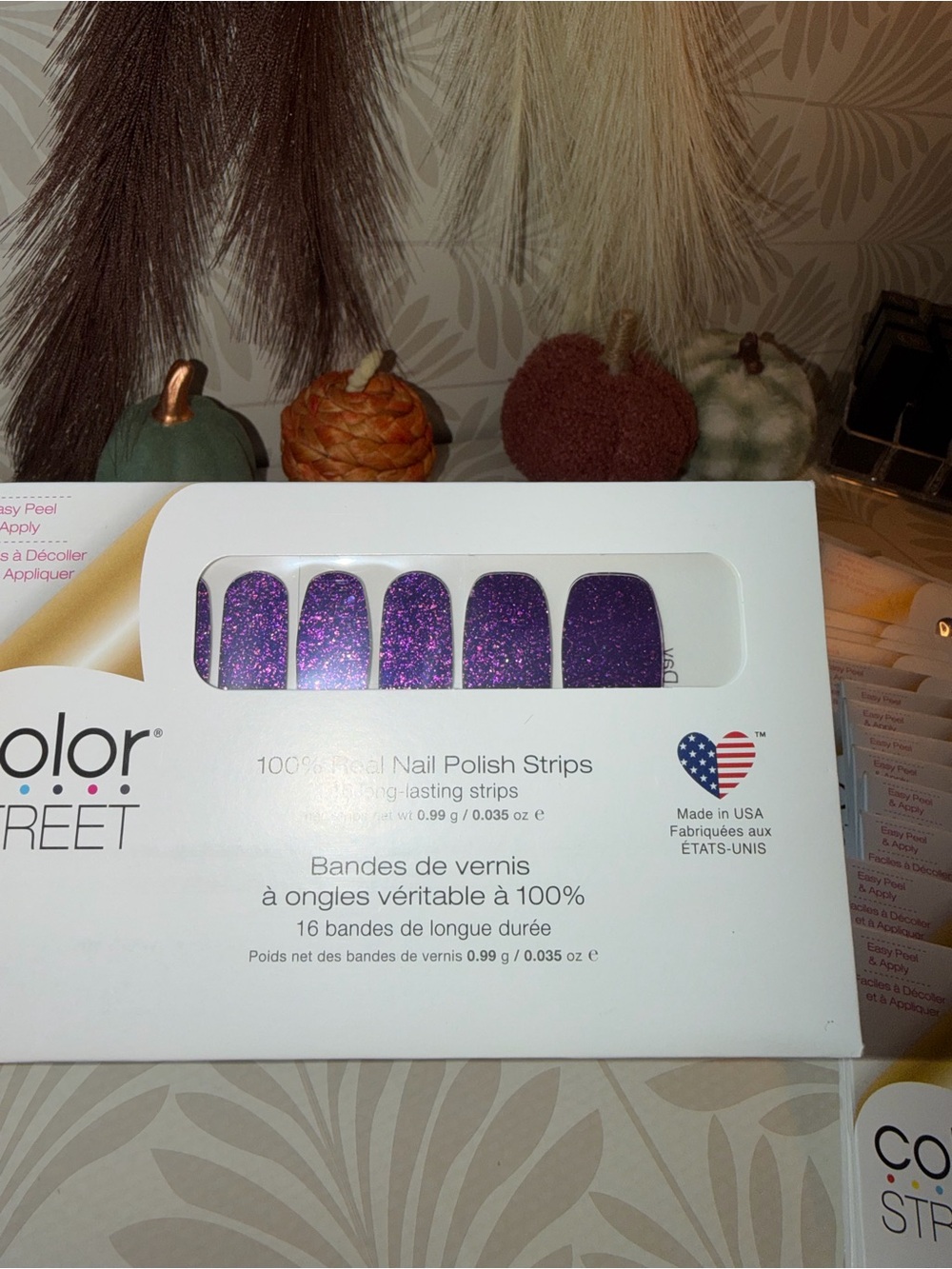Color Street Purple Glitter Nail Polish Strips - Sparkling Plum